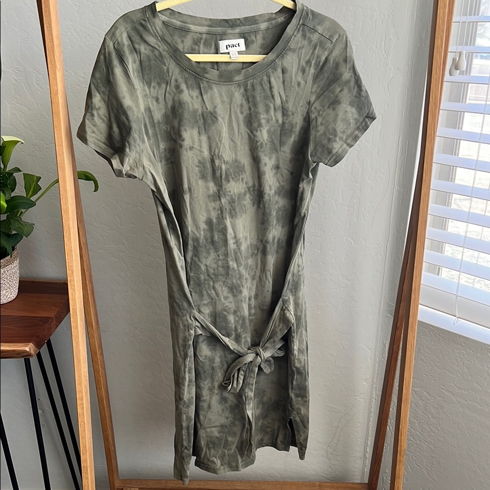 Pact Green Tie-Dye Midi Dress